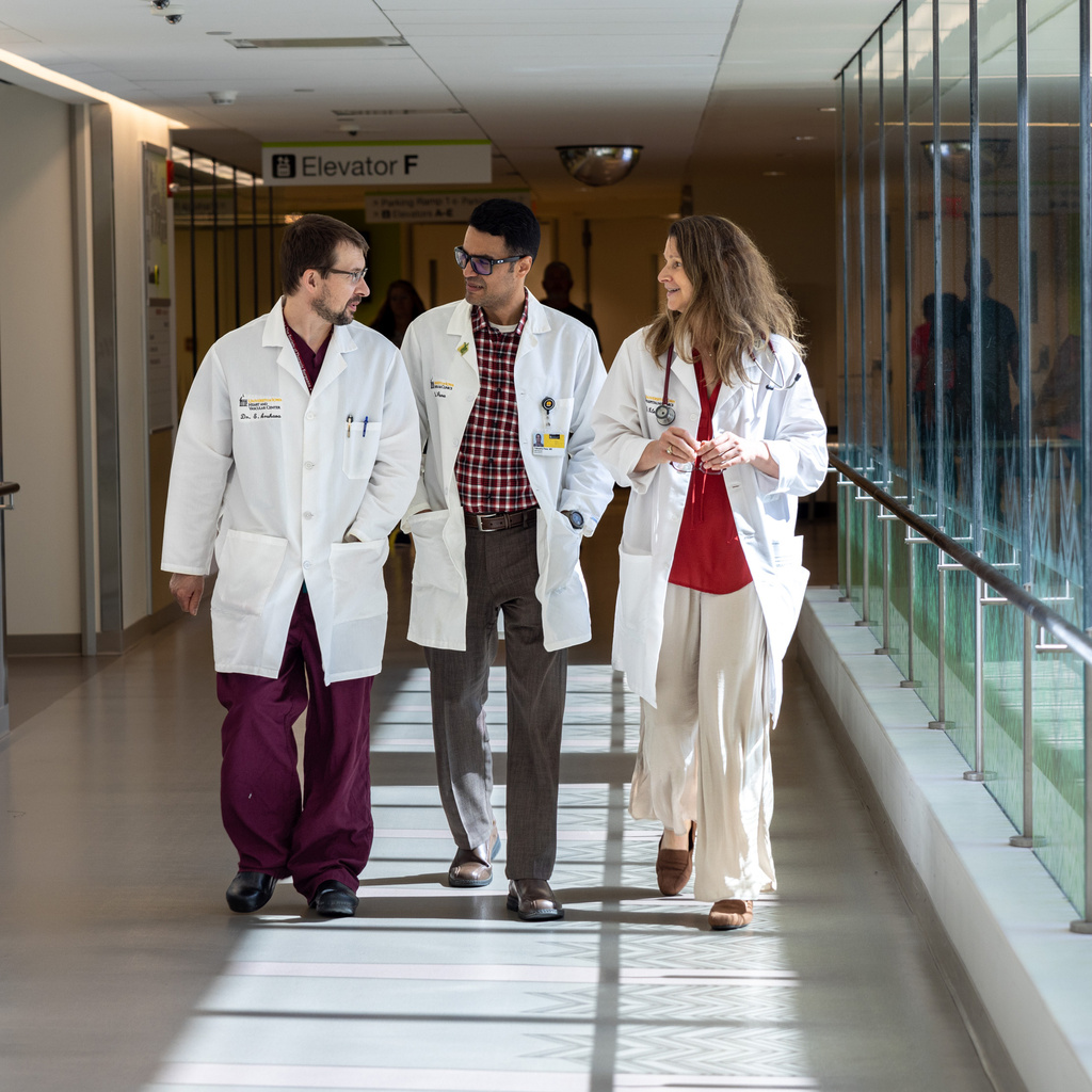 Cardiothoracic Surgeon Evgeny Arshava and pulmonologists Julia Klesney-Tait and Tahuanty Pena on Monday, July 3, 2023. The three were part of Keagen Kopp’s care team.